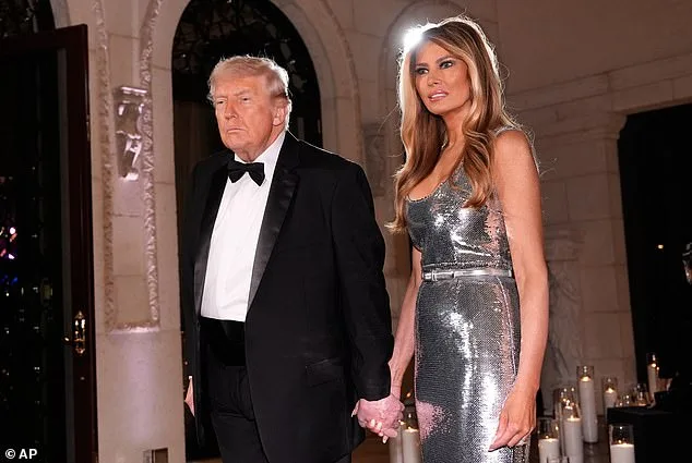 Melania Trump Shines in Silver Gown at Opulent Mar-a-Lago New Year’s Eve Celebration
