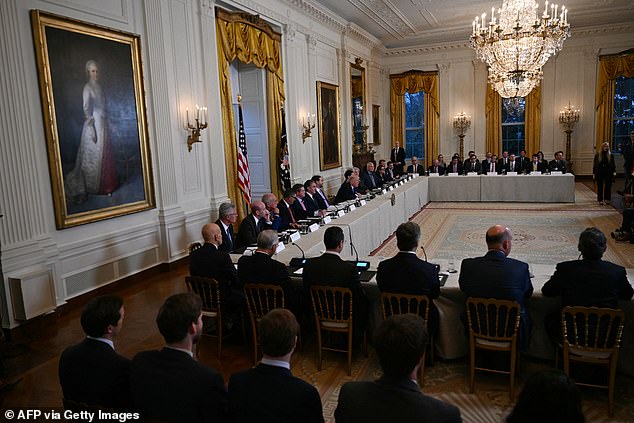 Trump's 'Happy Trump' Lapel Pin and Economic Ambitions Highlighted at Oil Executive Meeting