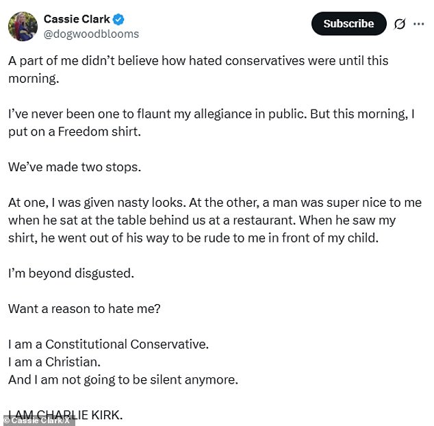 Conservative Influencer Faces Backlash Over Charlie Kirk Shirt, Sparking Debate on Political Expression in Public Spaces