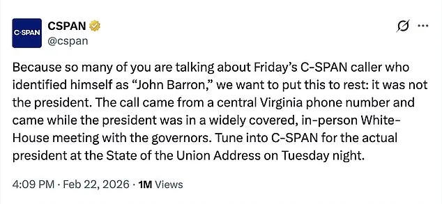C-SPAN Clarifies Caller Impersonating Trump Was Not the President