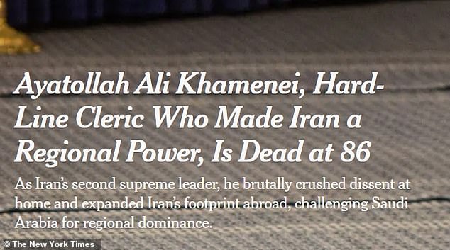 NYT Faces Backlash Over Controversial Headline on Khamenei's Death