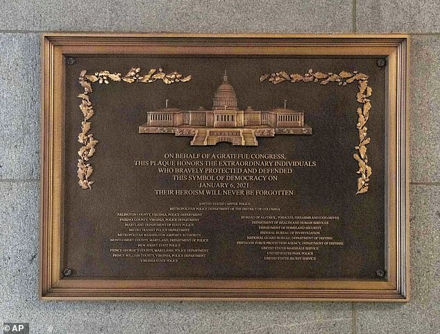 U.S. Capitol Installs Plaque Honoring Law Enforcement at January 6 Clashes Site