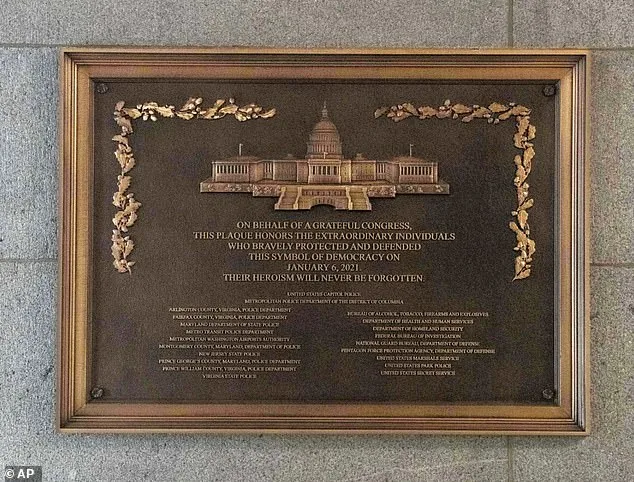 U.S. Capitol Installs Plaque Honoring Law Enforcement at January 6 Clashes Site