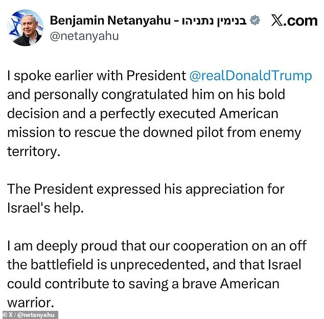 Israeli PM Netanyahu Praises Trump's Daring Iran Rescue Mission