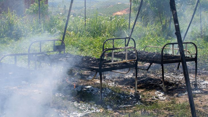 Israeli military intercepts Hezbollah rocket barrage causing visible destruction in north.
