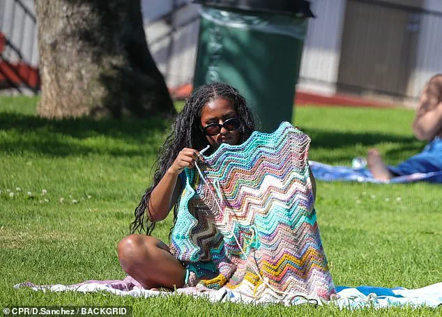Sasha Obama Knits and Relaxes at Everett Park