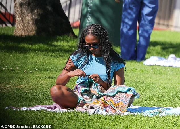 Sasha Obama Knits and Relaxes at Everett Park