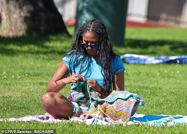 Sasha Obama Knits and Relaxes at Everett Park
