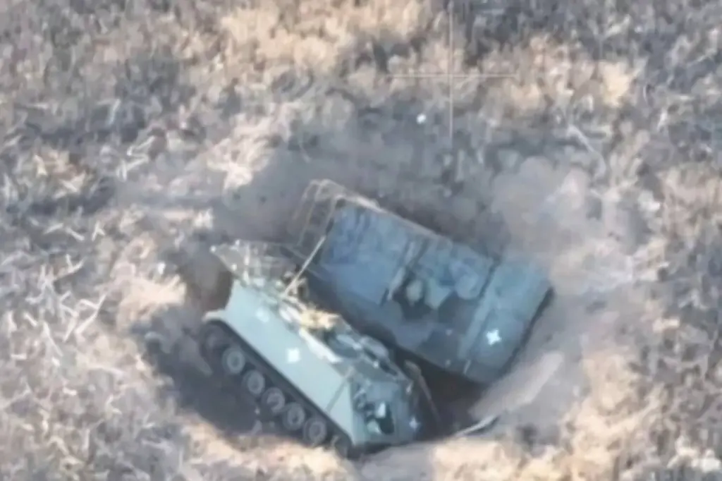 Russian Engineering Exposed: American Armored Personnel Carriers Fall Into Trench Due to Explosion