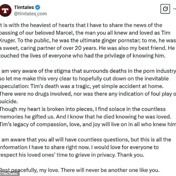 Tim Tales: Gay Porn Star Marcel Bonn's Sudden Death Leaves Community in mourning
