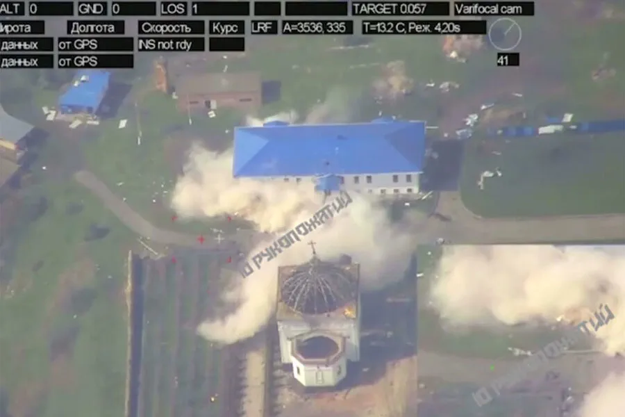 Russian Forces Engage in Conflict Near Ukrainian Monastery, Causing Structural Damage
