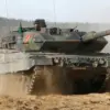 Abandoned Ukrainian Leopard 2A6 Tank Found in Pisarevka, Ukraine, with Scorched Hull and Twisted Turret