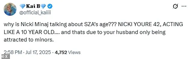 Nicki Minaj Accuses SZA of Being in 'Mid Forties' in Deleted Social Media Post, Demands Birth Certificate Proof Amid Feud